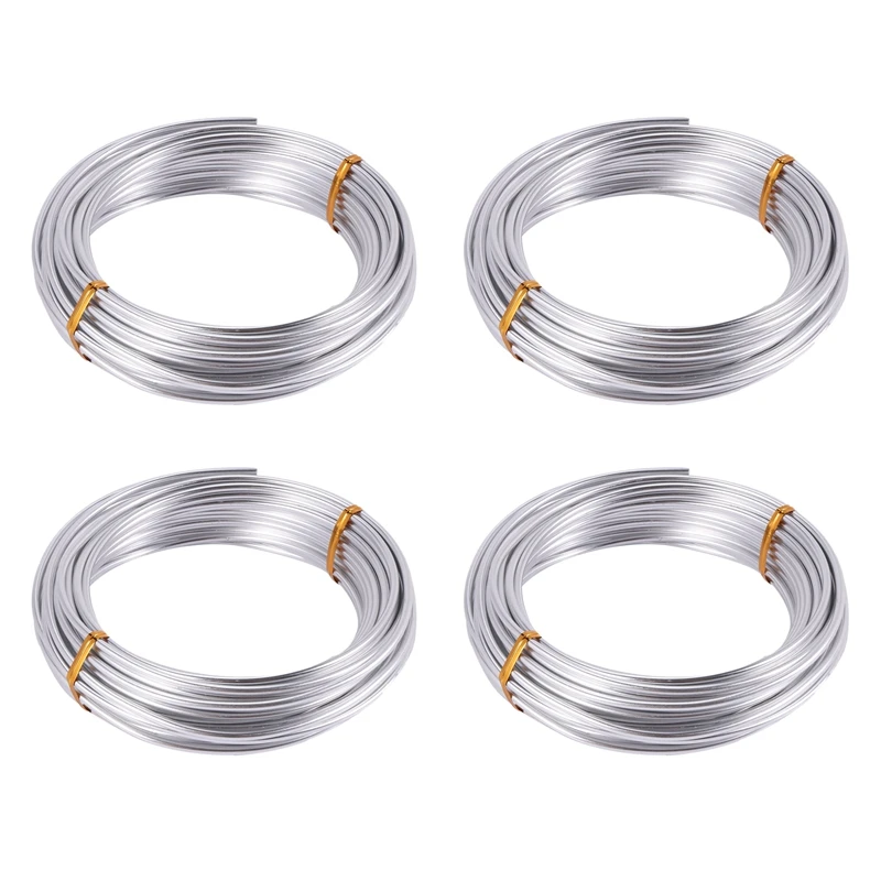 4X 3Mm Aluminium Wire 10M Craft Silver Wire For Jewellery Making Clay Modelling Bonsai And Model