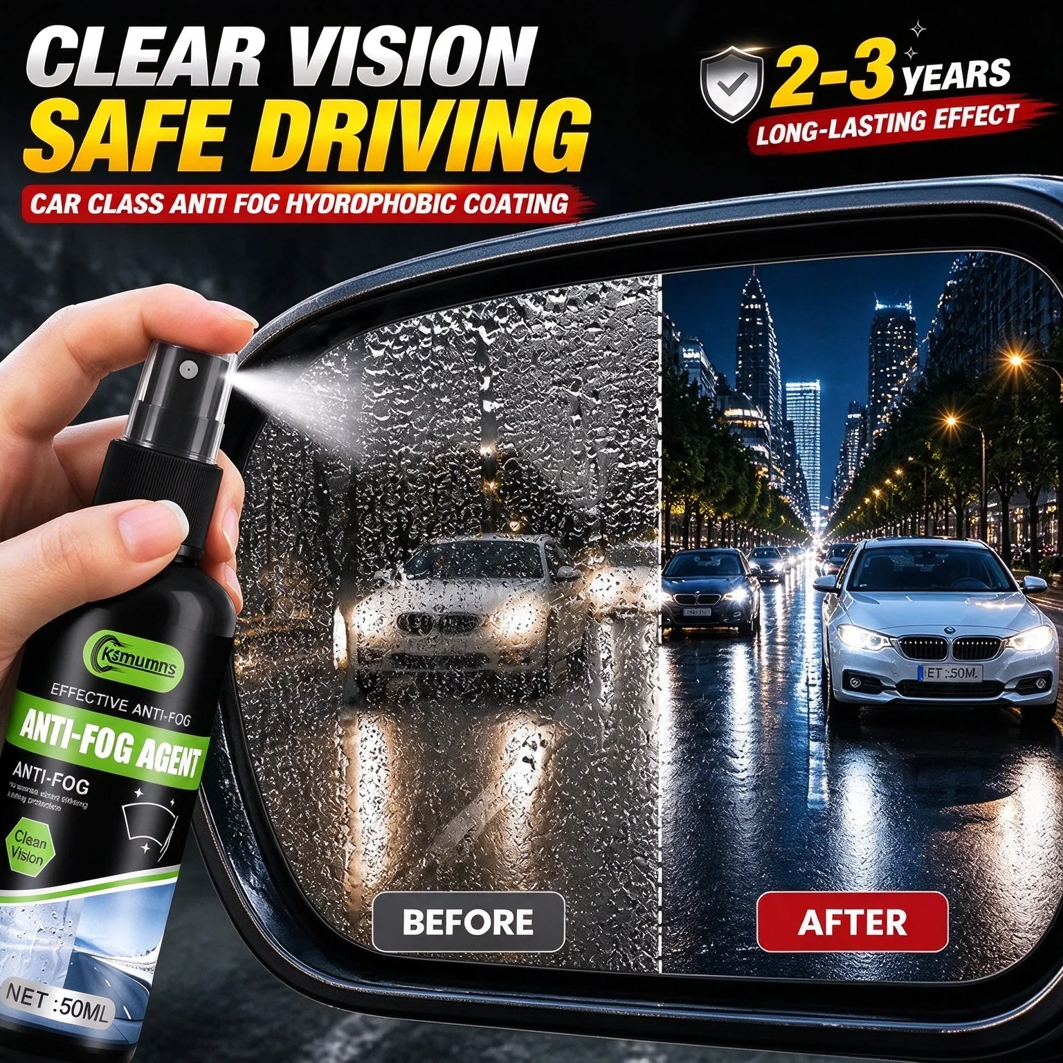 Car Glass Anti-rain Water Spray Repellent Nano Hydrophobic Windshield Rearview Glass Waterproof Anti Rain Polish Care Coating