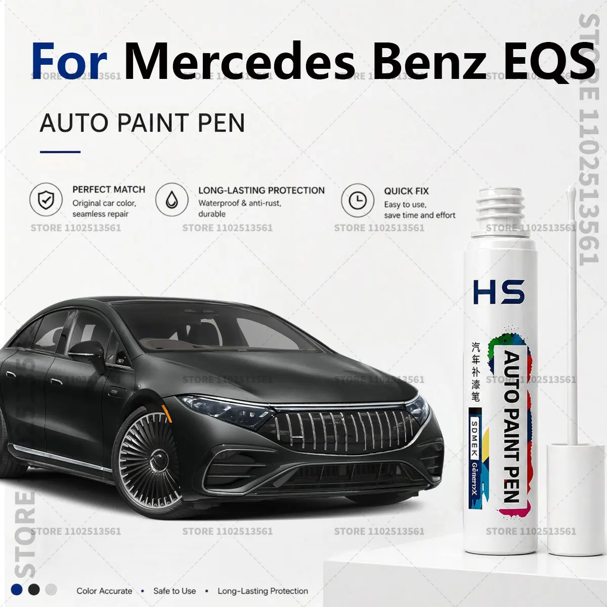 Touch Up Paint Pen – Quick Car Scratch Repair for Chips & Minor Scratches For Mercedes Benz EQS gray polar white blue Black