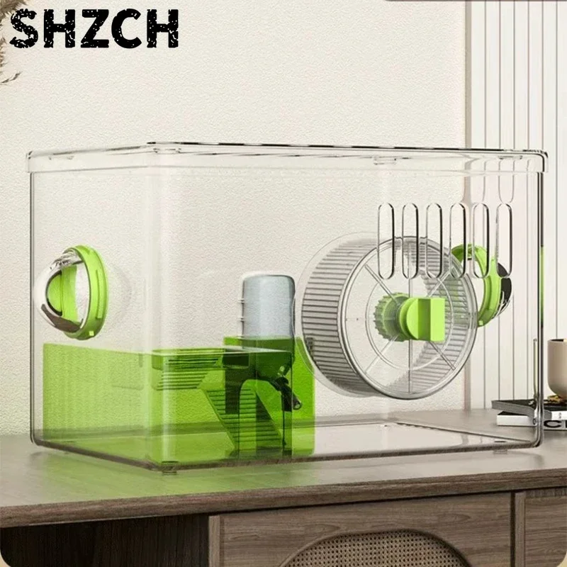 Acrylic Hamster Cage, Luxury Large Villa for Syrians, Bite Proof 2 Room Enclosure, Clear View Cheap Chew Proof Habitat