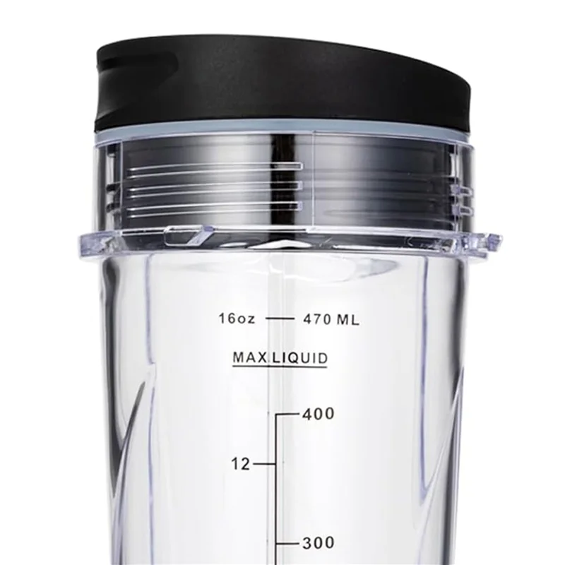 

B97A-16Oz Replacement Cups For Ninja QB3001SS Fit Compact Personal Blender, With Lids- 4 Pack