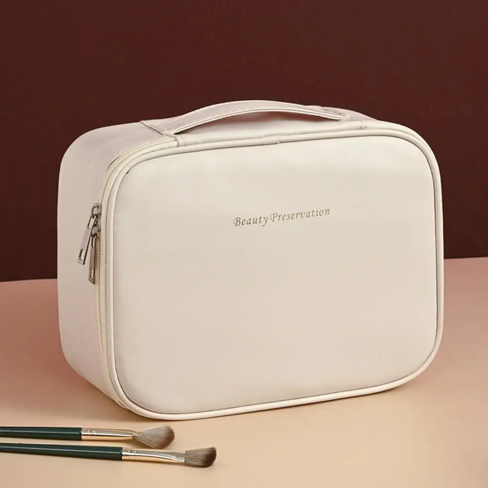 Large Capacity Cosmetic Bag Makeup Case Top Handle Adjustable Divider Travel Makeup Organizer for Toiletries And Skincare