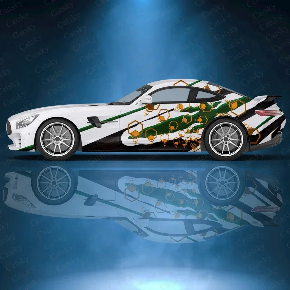 

Honeycomb Colorful Stripes Car Vinyl Wraps Decal Self-adhesive PVC Sticker Suitable for Trucks SUV Decor Auto Accessories Gift