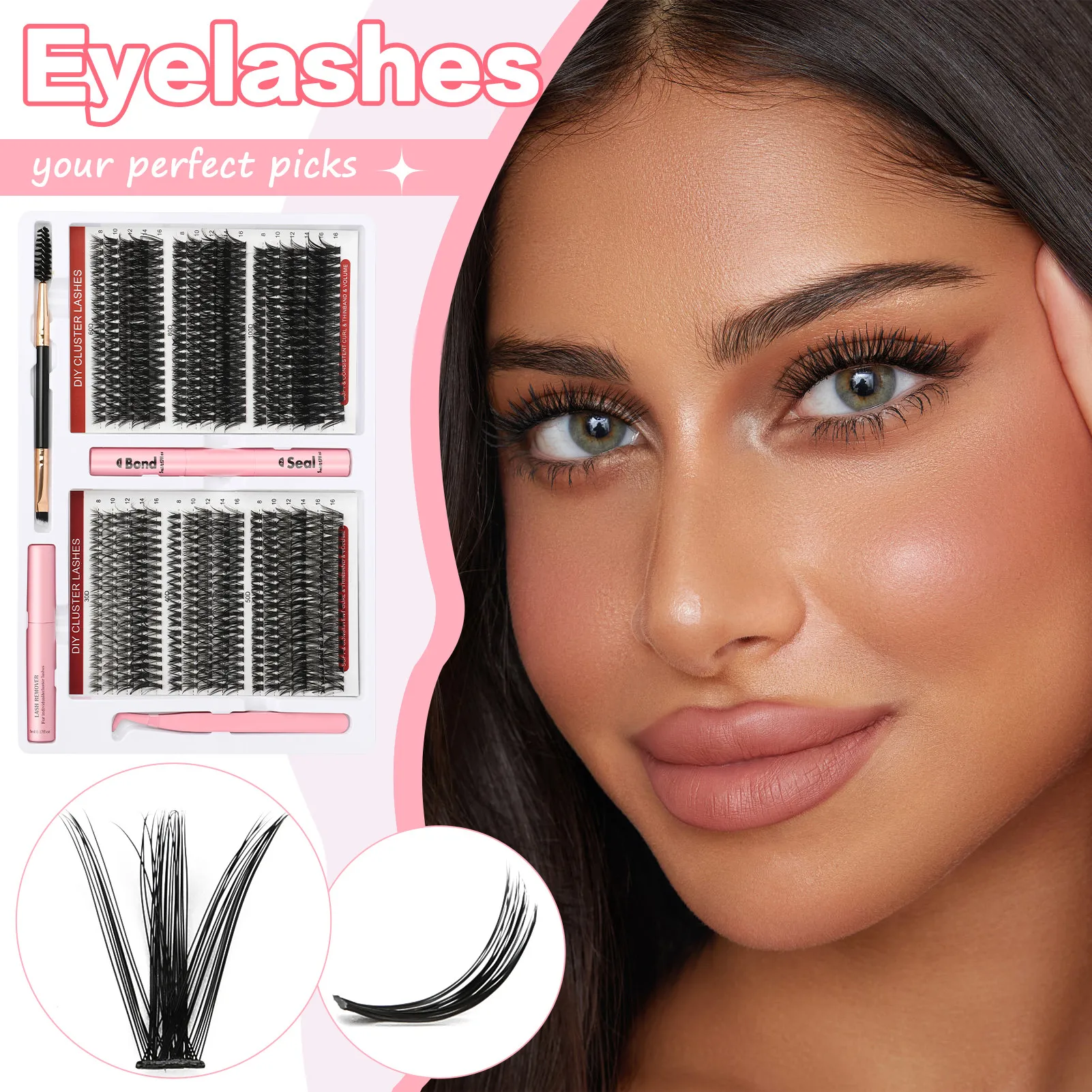 

C/D Curl DIY Lash Extension Kit Large Capacity Daily Eyelash Clusters Time-Saving Choice For Beginners
