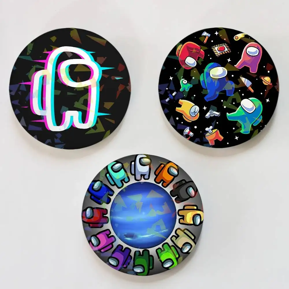 Spiel A-amongs U-Us Runde Exquisite Laser Abzeichen Broschen Kreative Pins Für Kleidung Hut Rucksack Geschenk Zubehör