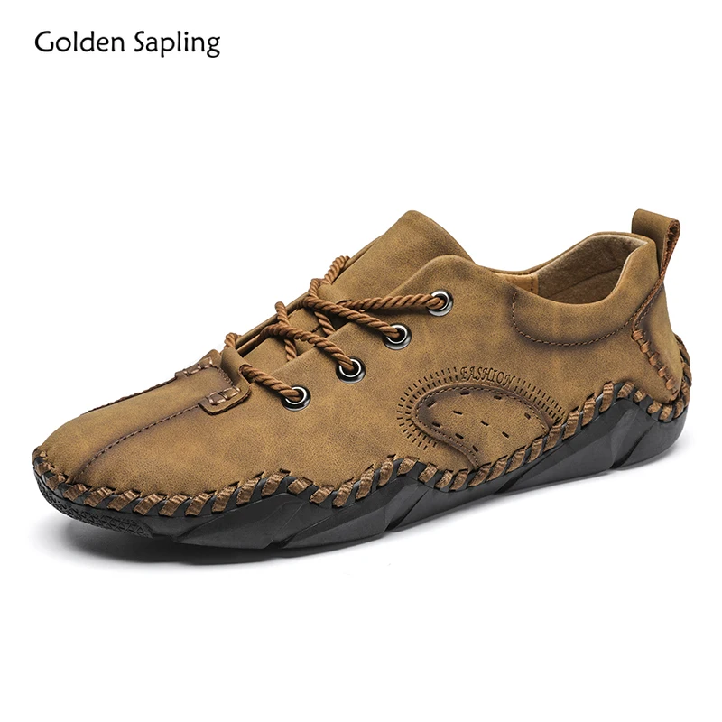 

Golden Sapling Outdoor Shoes Men Retro Leather Loafers Leisure Flats Classics Men's Casual Shoe Comfortable Mountain Moccasins