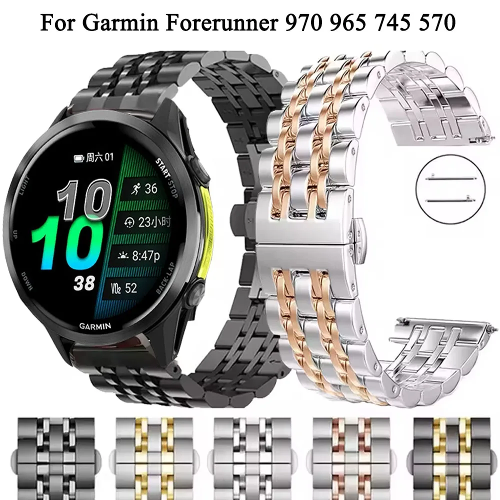 22 mm 20 mm Metallarmband für Garmin Forerunner 970 965 745 570 265 255 Edelstahlarmband für Vivoactive 6 5 4 3/Approach S70