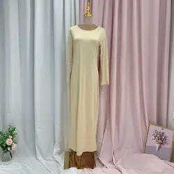 New Fashion Stretch Islamic Inside Dress Robes Inside Fancy Dress Inner Dress abito islamico elegante alla moda francese WY56