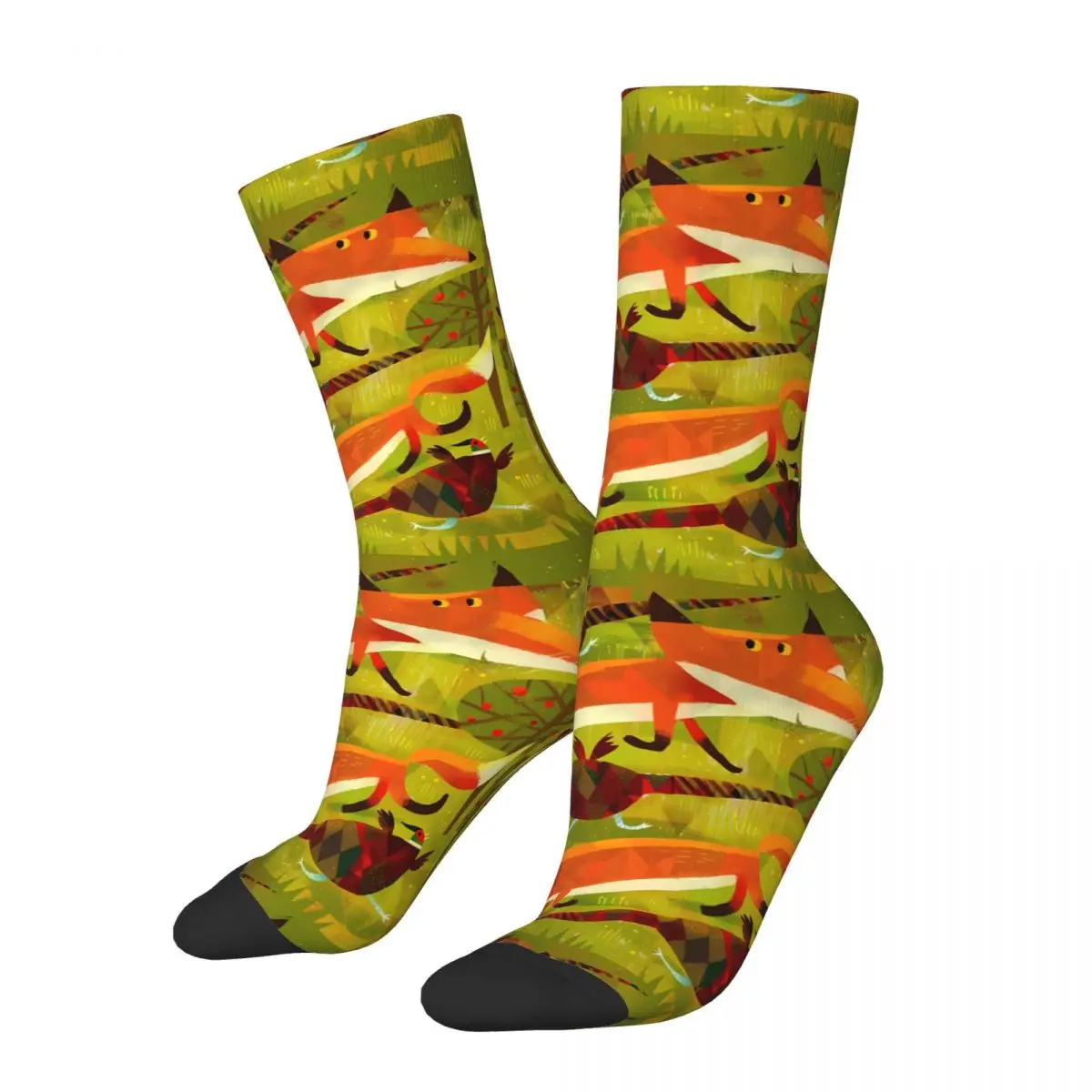 Fox And Pheasants Sock Printed Man Polyester