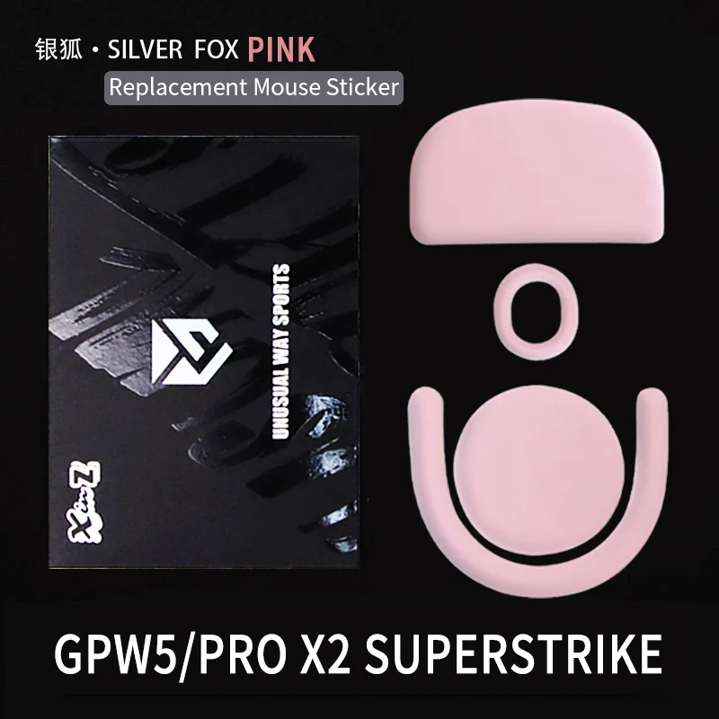 UnusualWaySports Muis Skates Voetjes G Pro X Superlight 2 Gebogen Oppervlak PTFE Anti-Instort Magic Ice Zwart Zilvervos GPX2 GPW5