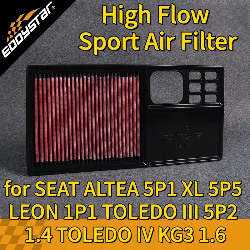 

High Flow Sport Air Filter for SEAT ALTEA 5P1 XL 5P5 LEON 1P1 TOLEDO III 5P2 1.4 TOLEDO IV KG3 1.6Washable Racing Intake Filters