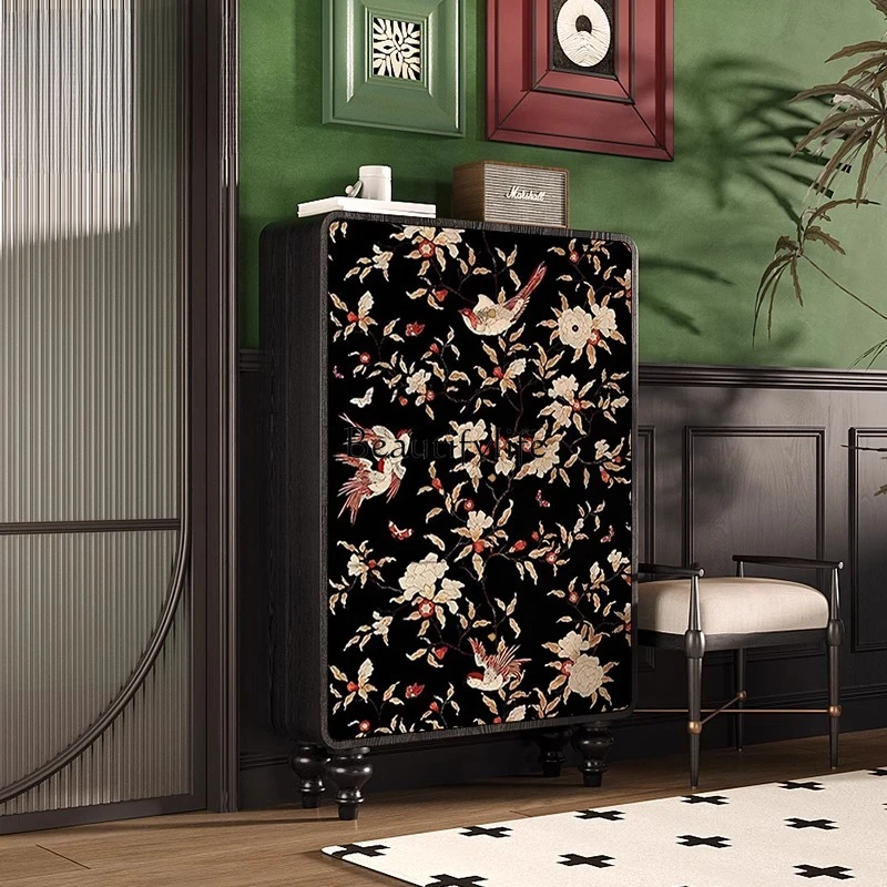 

yj5 French medieval style niche art ultra-thin shoe cabinet household door tipping bucket entry cabinet