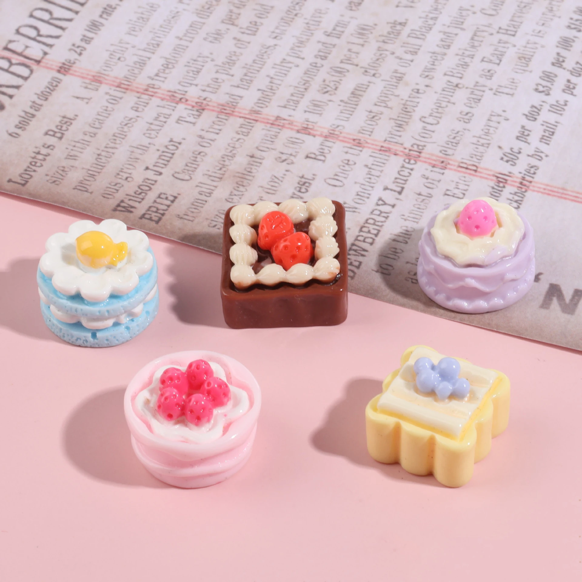 5PCS/SET 3D Food Toy Cake Series Resin Accessories Cream Glue DIY Kawaii Model Kids Gift