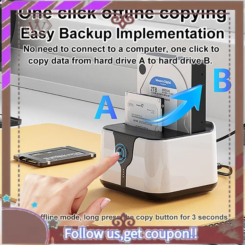 Abbg-estação de encaixe hdd de bay duplo um clique offline clone sata para usb 3.0 hdd docking station para 2.5/3.5 Polegada ssd hdd