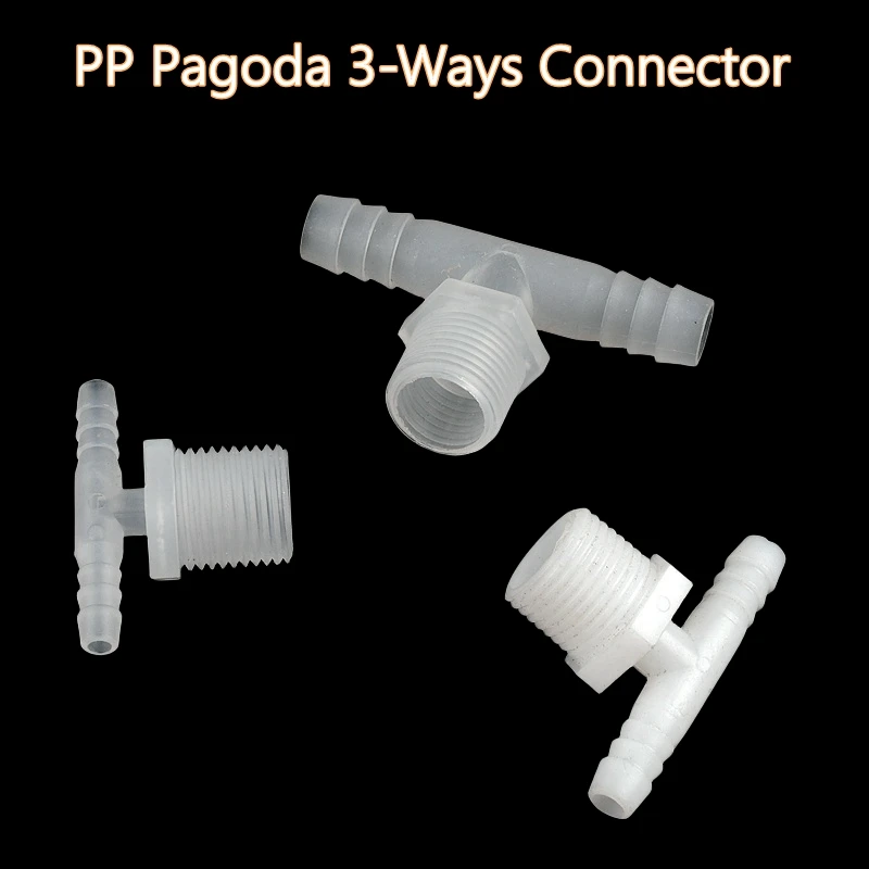 Male Thread PP Pagoda Connector Aquarium Tank Joints Micro Irrigation Garden Water Pipe Hose Adapter 3-Way Connector 5-10PCS