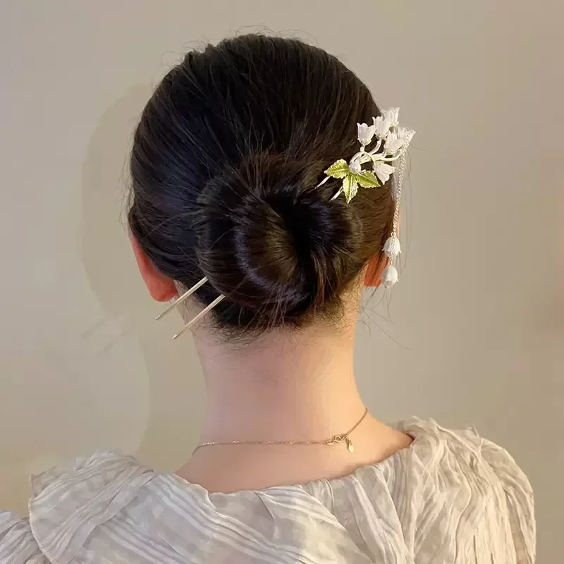 Vintage Bell Orchid Flower Fringe Hair Sticks Fashionable Female Metal Hairpin Hair Stick Female Hair Ornament Styling Tools image 3