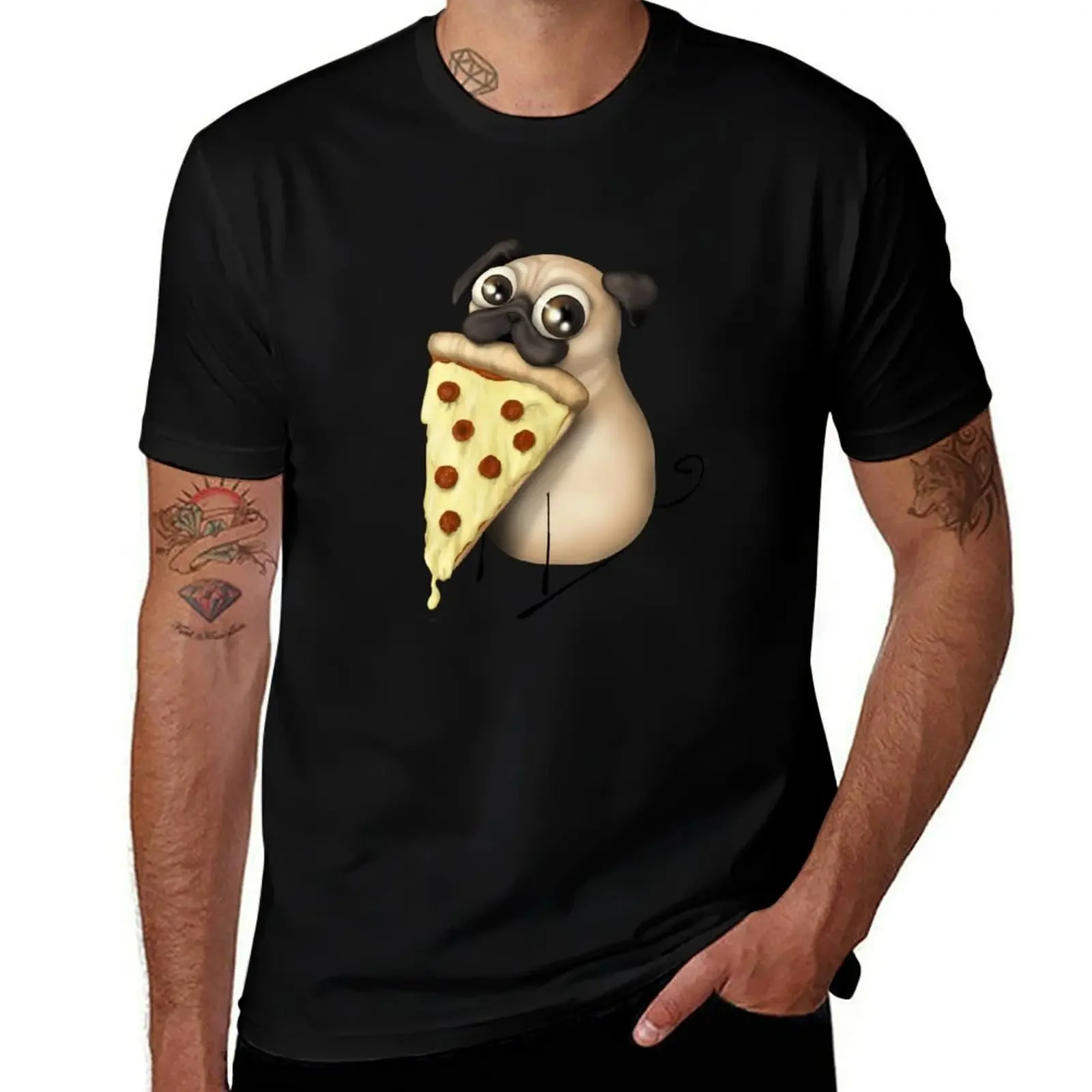 Pizza Pug T-Shirt street wear sublime shirts graphic tees luxury t-shirt clothes for men