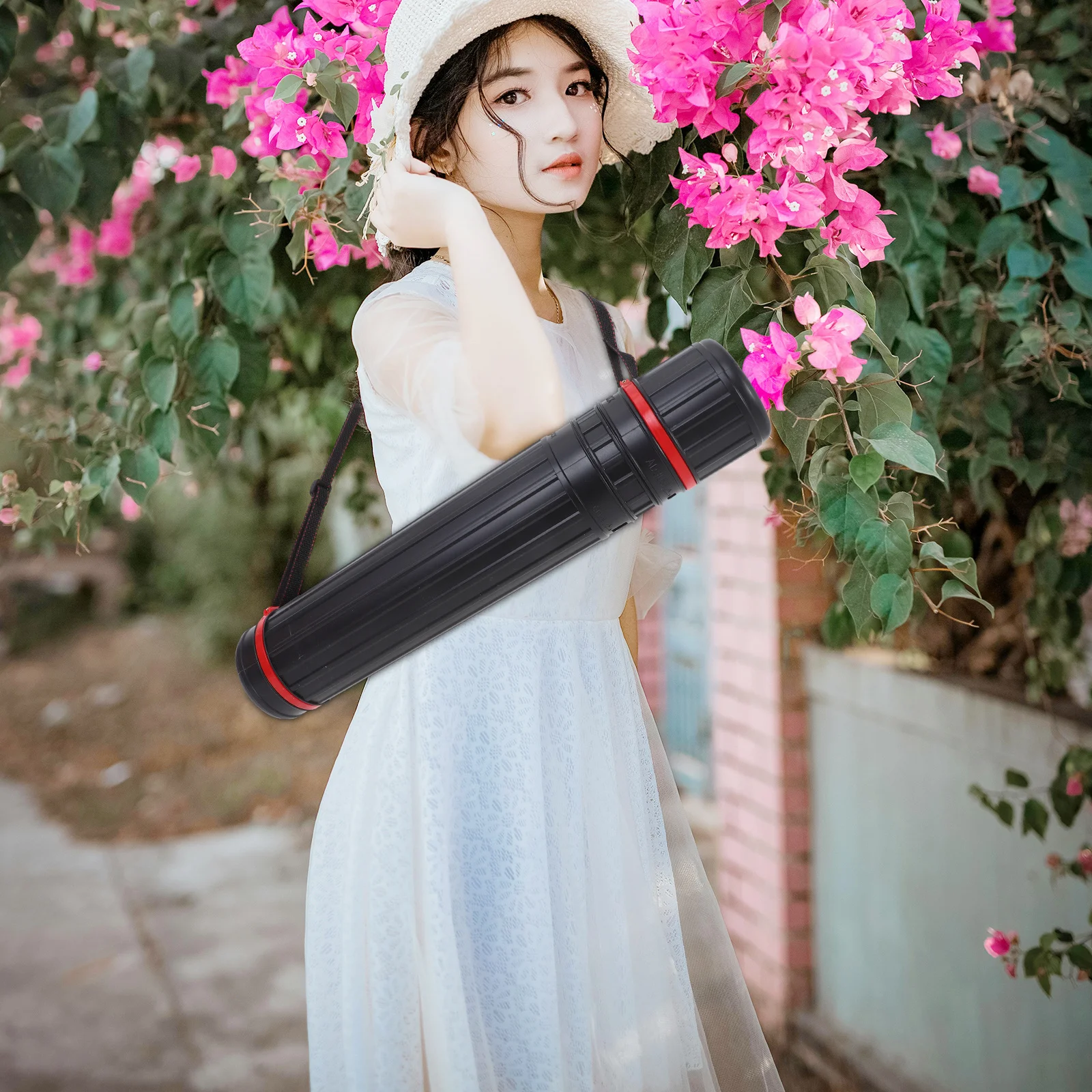 Multifunctional Telescopic Poster Tube Sturdy Plastic Adjustable Length for Safe Transport of Drawings Maps Documents and Art