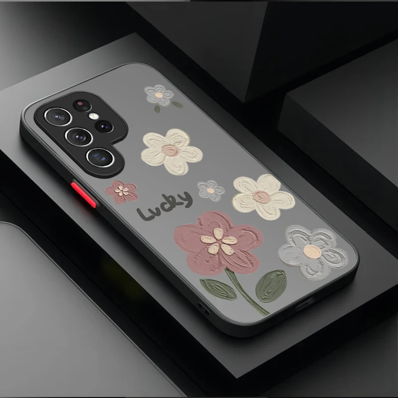 INS Lucky Colorful Flower Hard Case for Samsung Galaxy S25 Ultra S24 S23 Plus S22 S21 FE A04S A56 A36 A26 A16 A55 A35 A25 A15 5G