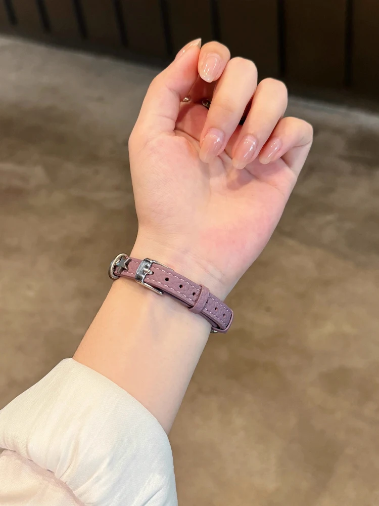 سليم حلقة من جلد ل iWatch الترا 11 10 9 8 7 6 5 Se المعادن ستار سوار للساعة أبل 40 مللي متر 41 42 مللي متر 44 مللي متر 45 مللي متر 46 مللي متر 49 مللي متر