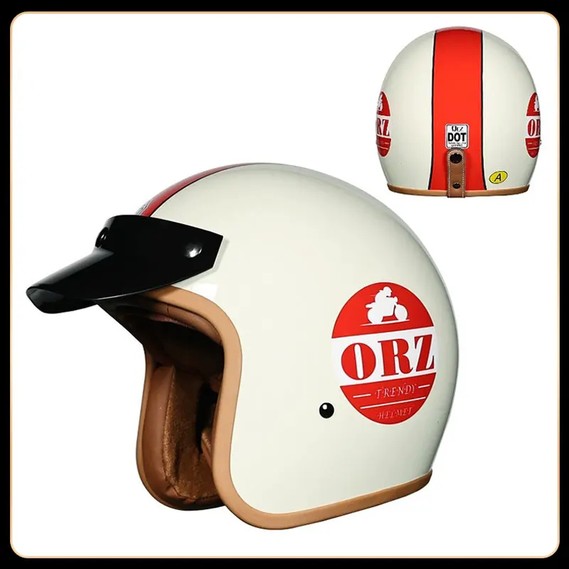 

Retro Vintage 3/4 Open Face Helmet DOT Approved Breathable All Season ABS Shell Motorcycle Scooter Helmet