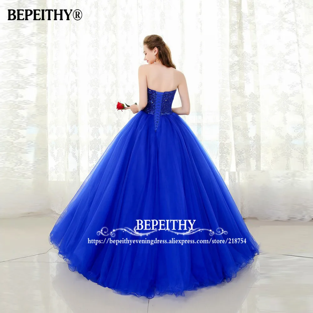 BEPEITHY Customized Sweetheart Beaded Ball Gown Prom Dresses Floor Length Luxury Vintage Evening Dress Strapless Party Gowns