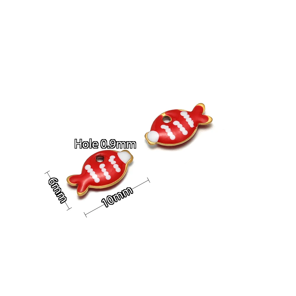 20 Stück Edelstahl 6*10mm Emaille-Fischanhänger für DIY-Schmuck, Armbänder, Kinderhalsketten, Anhänger, Ohrringe – Detail 3