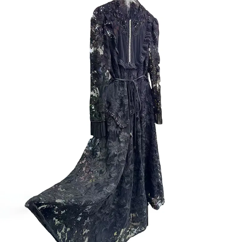 フレンチスタイル高級ドレス2025水溶性刺繍レースクラシックエレガントパーティープロムドレス