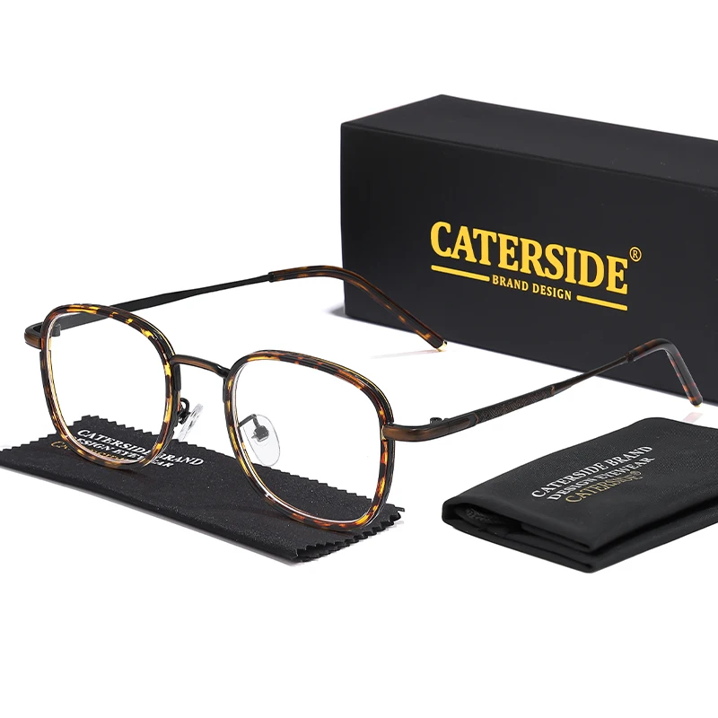 

CATERSIDE Retro Men Anti Blue Light Glasses Metal Frame High Quality Vintage Computer Reading Glasses Women Daily Eyewear