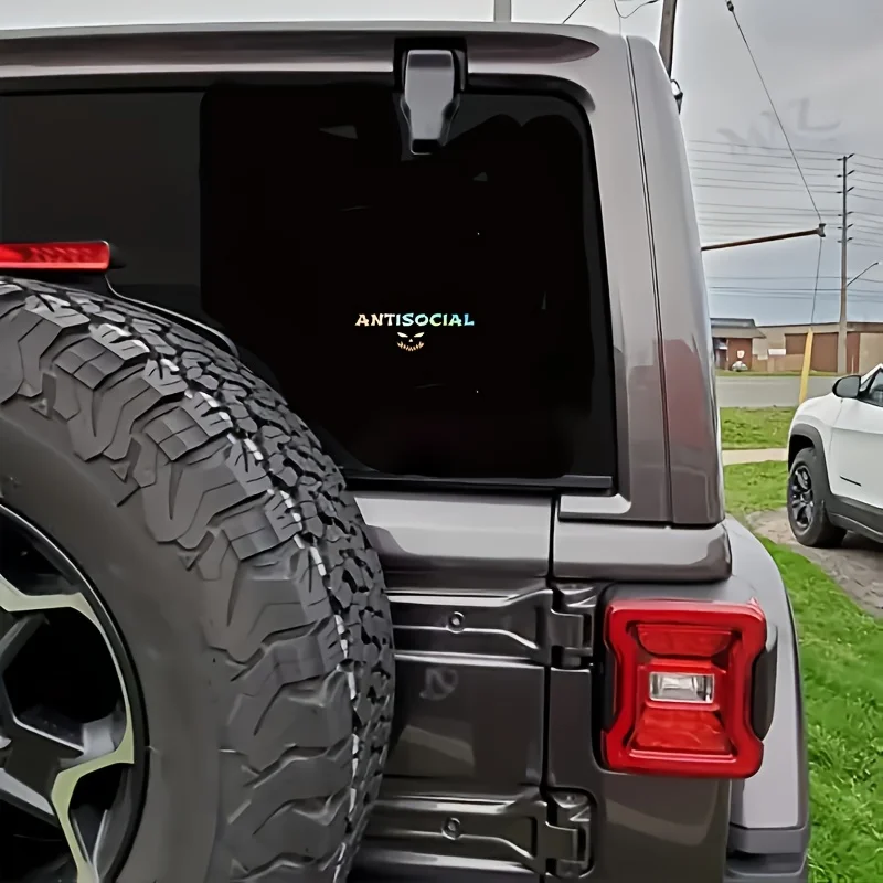 怖いデザインの反社会的ハロウィーンカーステッカー 1 枚 - ガラス、金属、セラミック表面に適しています。