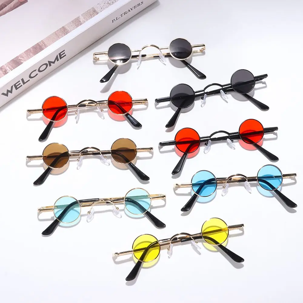 Small Round Rock Punk Sunglasses for Women Men Ultra Metal Frame Hip Hop Sun Glasses Candy Color Fashion Shades Driving Eyewear