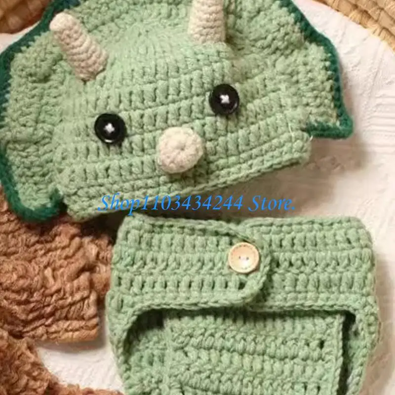 

G2TC 1 SET очаровательные новорожденные фото реквизит милые брюки для костюмов динозавров и соответствующая шляпа