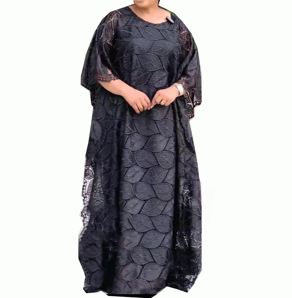 

MAMADA L7625 African Women Clothing Dashiki + Inside Skirt Heavy Free Size Dancing Party Abaya Black Lace Long Maxi Dresses