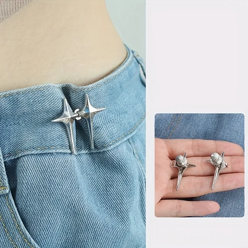 1 Pair Star Waist Buckle No Sewing Detachable Button For Waist Adjustment Waistband Clip Fashion Accessory