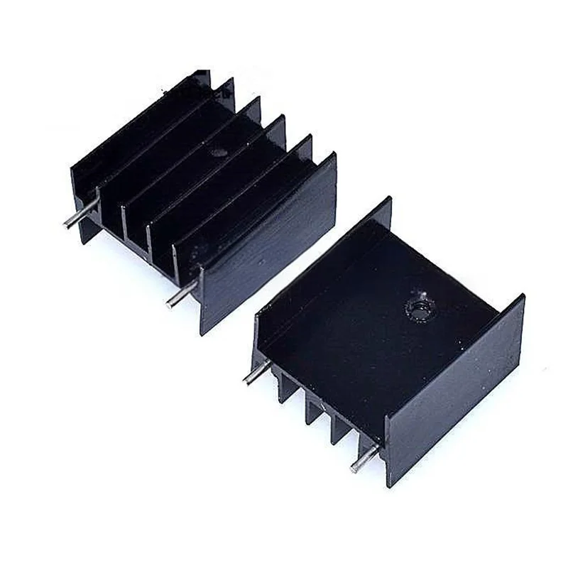 10pcs YB25 Aluminium 25*23*16MM TO-220 dual-pin black Heatsink Heat Sink Transistor Radiator Cooler Cooling pin pitch 18mm