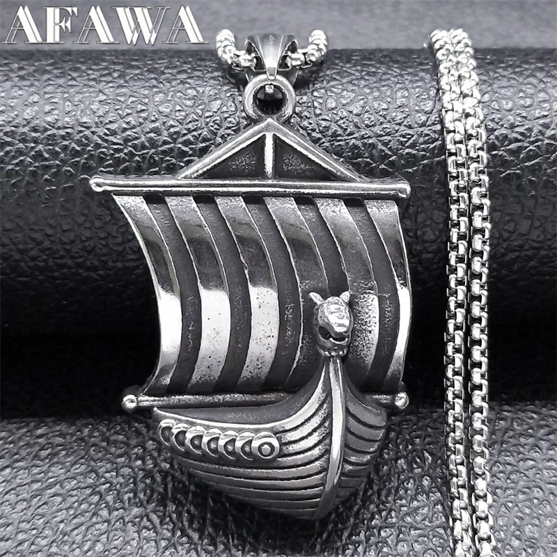 Ship Boat Sailboat Pendant Necklace for Women/Men Stainless Steel Silver Color Sail Explore Chain Ocean Sea Gift Jewelry NZZ396S