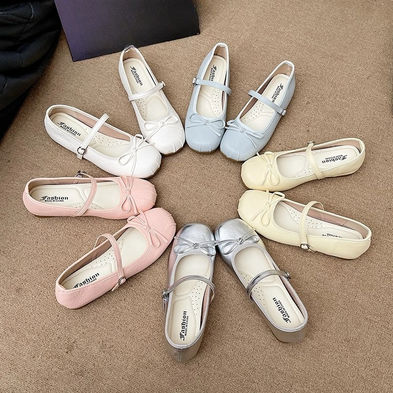 Versatile Casual Vintage Bow Mary Jane Shoes 2025 Summer Classic Temperament Shallow Shoes