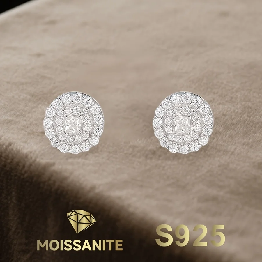 

Серьги D цвета VVS с муассанитом, круглые серьги-гвоздики с бриллиантами для женщин, серебряные серьги S925 с сертификатом Gra