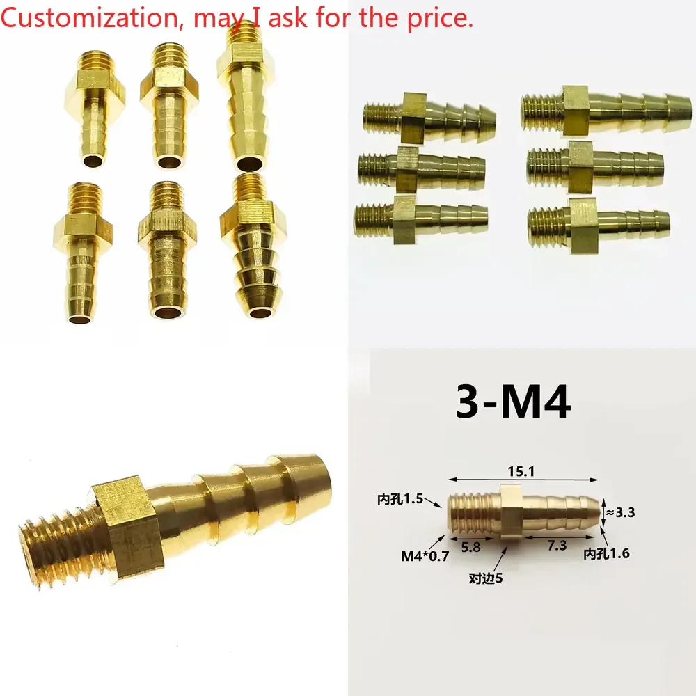

Hot sale5pcs M4 M5 M6 M8 Metric Male Thread To 3mm 4mm 5mm 6mm 8mm Hose Barb OD Brass Barbed Pipe Fitting Coupler Connector