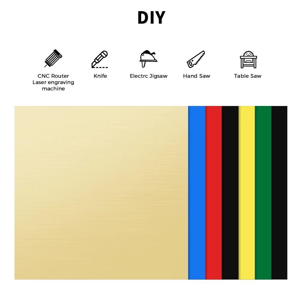 Hoja de grabado ABS de dos colores, 300x300x1,3mm, para enrutador CNC, corte de grabado láser, señalización, llavero DIY, placa de puerta, cartelera