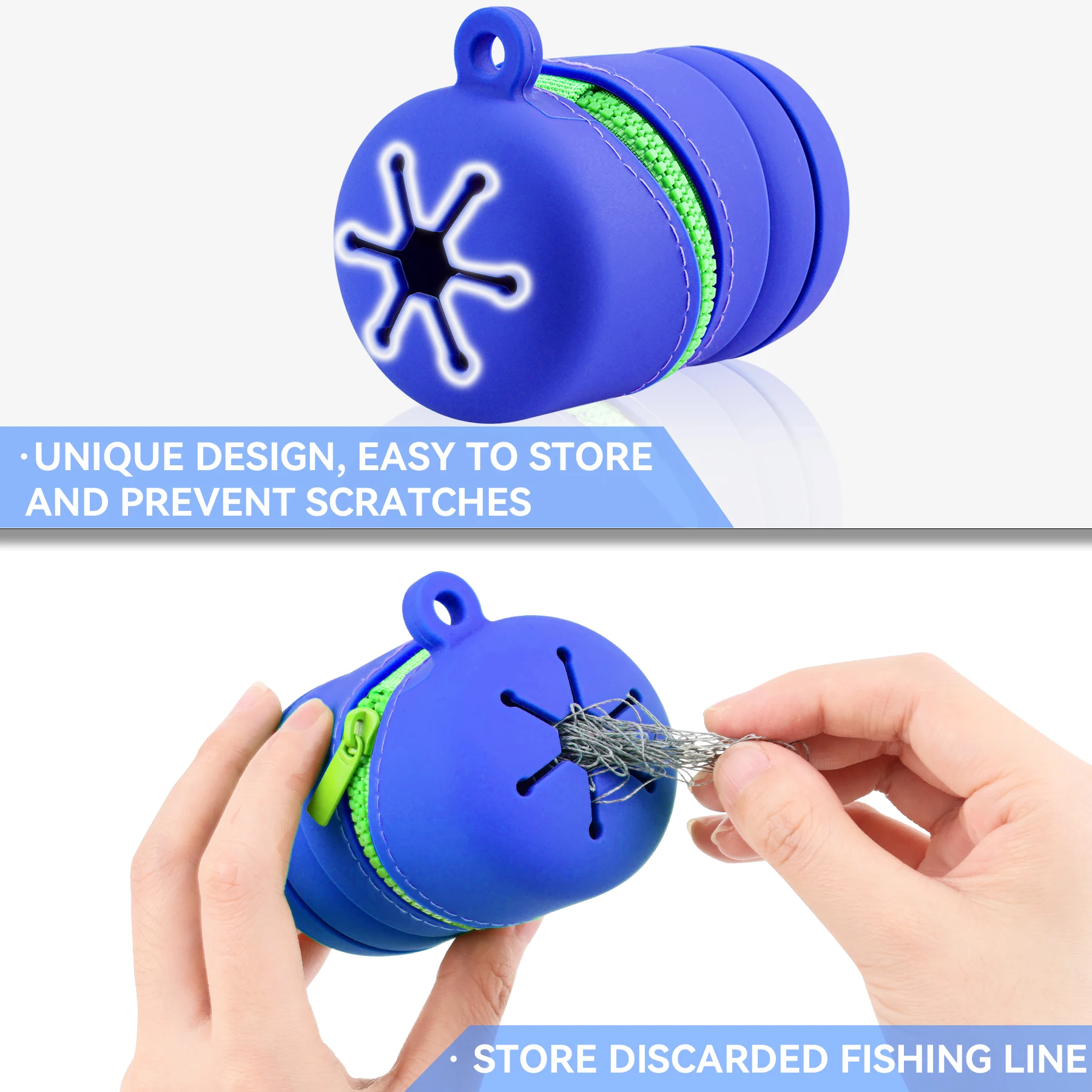 Składane silikonowe pudełka na muchy z zamkiem błyskawicznym Przenośny wielofunkcyjny kosz na śmieci Akcesoria wędkarskie z karabińczykami