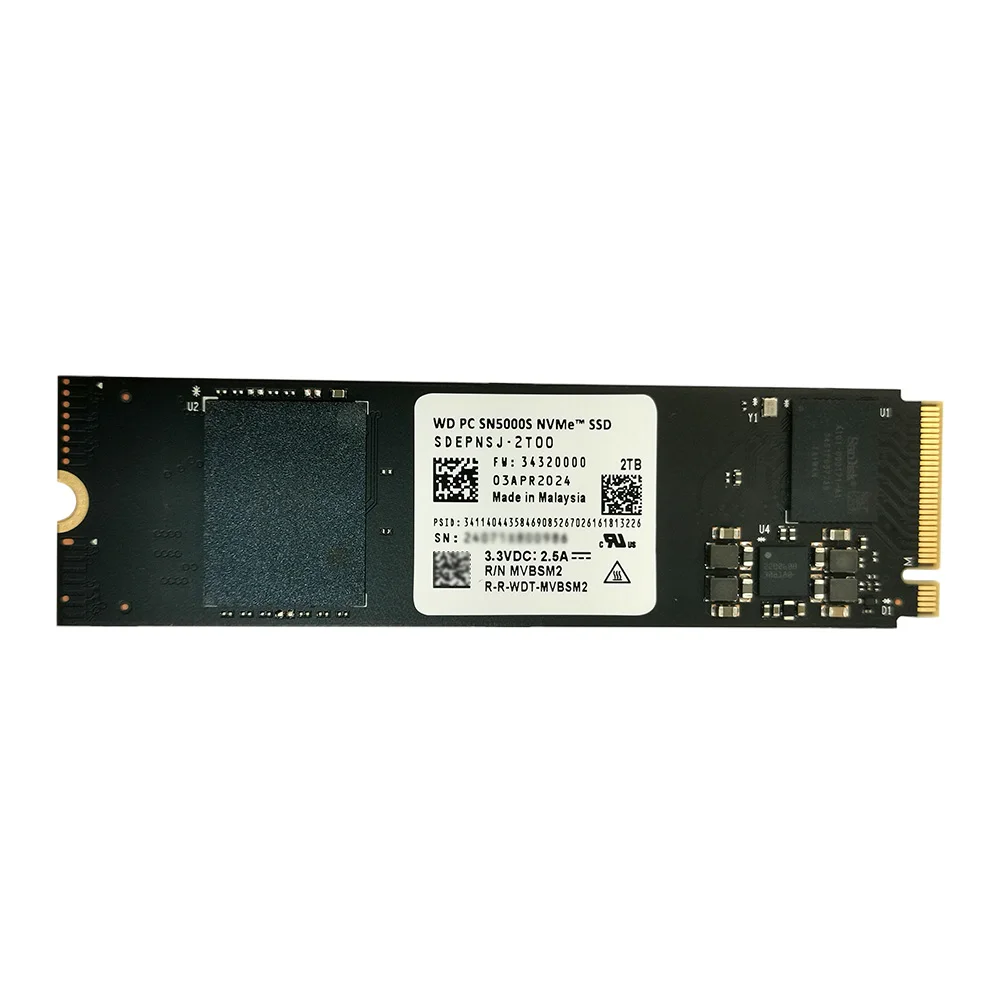محرك الأقراص الصلبة Western Digital WD SN5000s M.2 NVMe 2280 SSD 2 تيرابايت PCIe4.0 Gen4 لأجهزة Ultrabook، PC