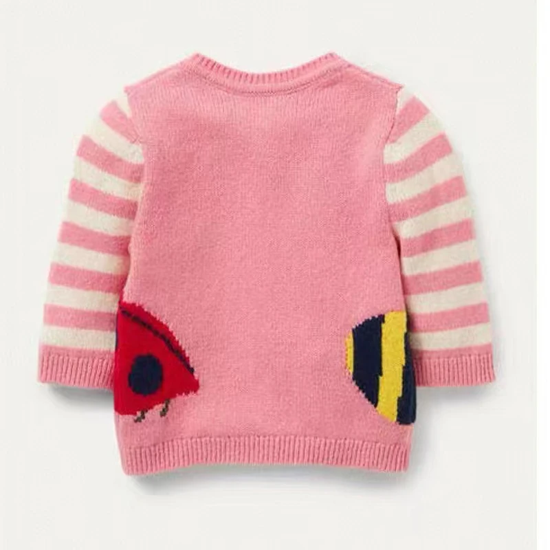 Little maven 2024 Autumn Clothes Baby Girls Sweater Coat Lovely Little Bee Cartoon Children Sweater Cardigan for Kids 2-7 year