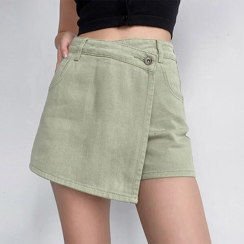 Irregular Denim Skirt for Women Slim High-waisted A-line Jeans Skirt Shorts Fashion Vintage Streetwear Y2k Clothing Female