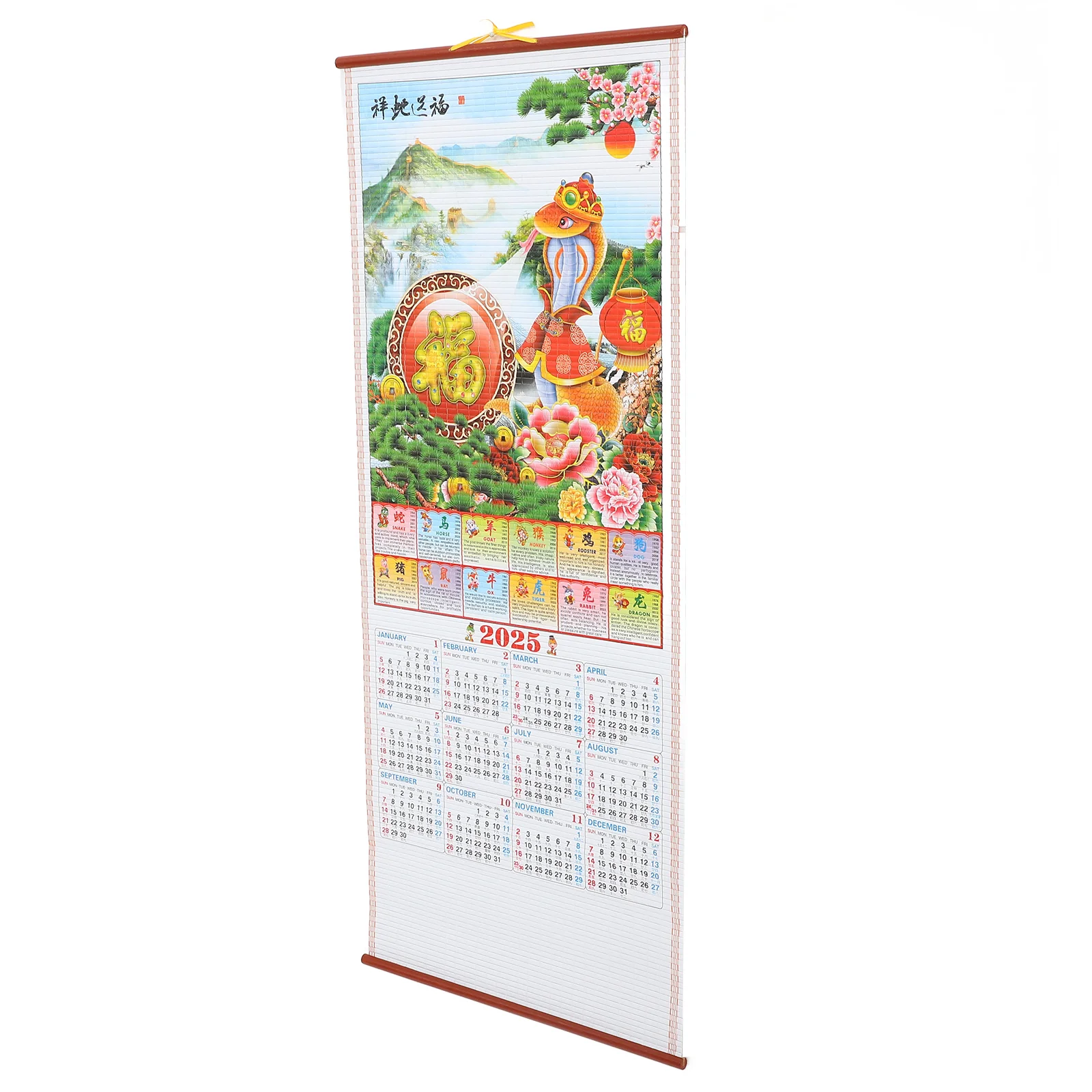 

Year Snake Wall Calendar Chinese Scroll Daily Monthly Zodiac Delicate Paper Hanging Household Clear Printed Dating