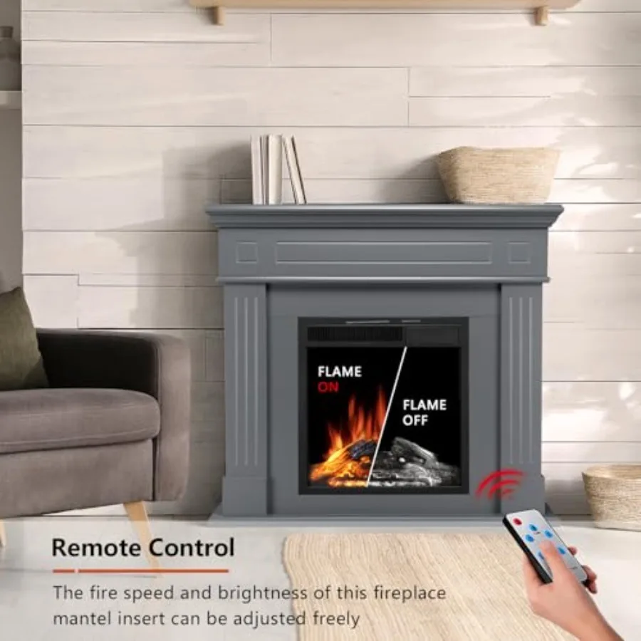 43 elektrische schoorsteenmantel houten surround firebox tv-standaard met vrijstaand ontwerp afstandsbediening bediening verstelbare LED