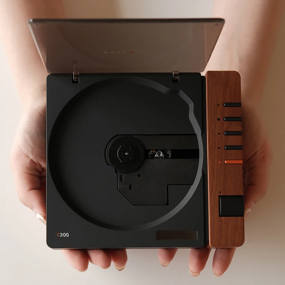 R300 Lettore CD Portatile Lossless Bluetooth 5.3 Retrò HIFI, Lettore Musicale CD Lossless Ricaricabile con Uscita Ottica Digitale