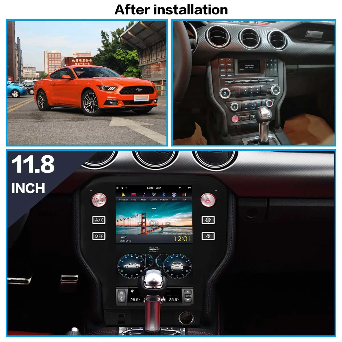 

Android 13 Car Radio GPS Navigation For Ford Mustang 2013-2018 Carplay Multimedia Player 11.8" Touch Screen AC Control Head Unit