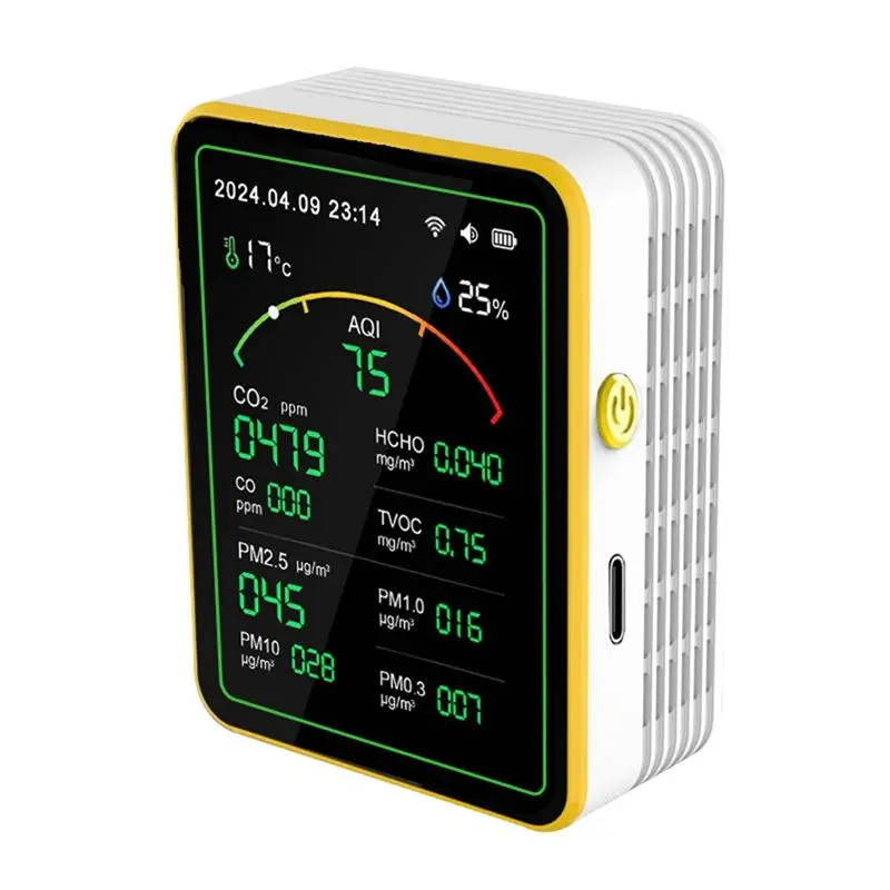 

Многофункциональный измеритель качества воздуха A60ztuya Wifi 15-в-1 с TFT-дисплеем: часы, температура, влажность