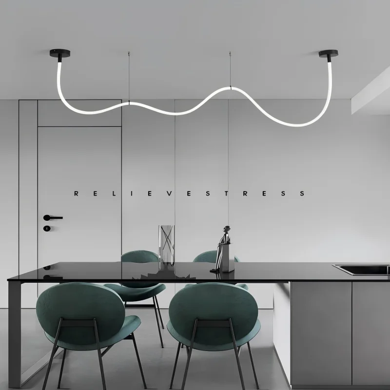 

High Loft Line 360 Degree Lighting Silicone Tube Chandelier Lamp for Living Room Kitchen Dining Table Hanging Decorative Light
